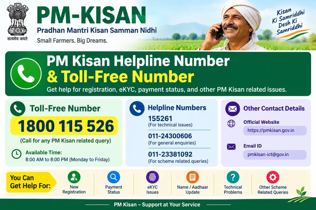 PM Kisan Helpline Number & Toll-Free Number PM Kisan Helpline Number and Toll-Free Number
