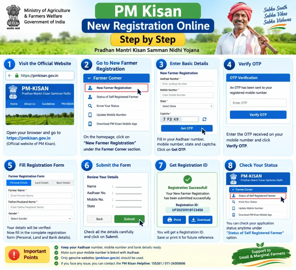 PM Kisan New Registration Online Step by Step Guide