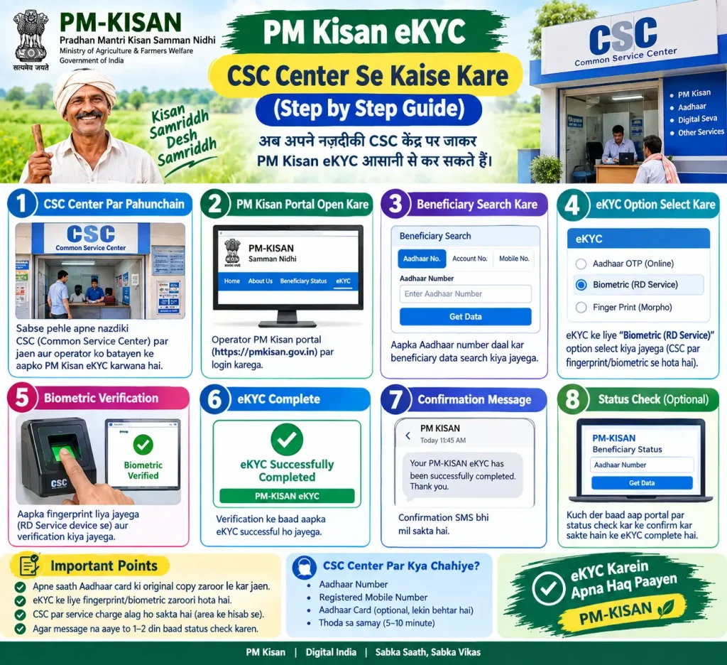 PM Kisan eKYC CSC Center Se Kaise Kare PM Kisan eKYC CSC Center Se Kaise Kare